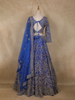 Royal Blue Floral Embroidery Bridal Design Net Lehenga