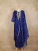 Royal Blue Floral Embroidery Tissue Silk Salwar Suit