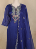 Royal Blue Floral Embroidery Tissue Silk Salwar Suit