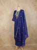 Royal Blue Floral Embroidery Tissue Silk Salwar Suit