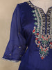 Royal Blue Floral Embroidery Tissue Silk Salwar Suit