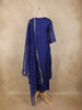 Royal Blue Floral Embroidery Tissue Silk Salwar Suit