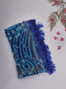 Royal Blue Floral Printed Design Chiffon Saree with Stone Embellished Border
