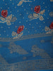 Royal Blue Floral Printed Design Mixed Cotton Casual Saree with Peacock Zari Border