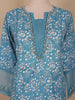 Royal Blue Floral Printed Design Cotton Salwar Suit with Mirror Work and Dupatta
