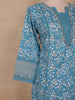 Royal Blue Floral Printed Design Cotton Salwar Suit with Mirror Work and Dupatta