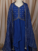 Royal Blue Floral Sequins and Beads Embroidered Design Satin Kids Skirt and Top Paired with Dupatta