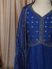 Royal Blue Floral Sequins and Beads Embroidered Design Satin Kids Skirt and Top Paired with Dupatta
