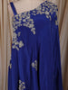 Royal Blue Floral Sequins and Zardozi Embroidered Design Satin Draped Palazzo Suit with Embroidered Hem Border
