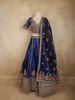 Royal Blue Floral Sequins and Zari Embroidered Design Satin Lehenga with Dupatta