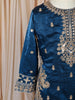 Royal Blue Floral Thread and Sequins Embroidered Design Tissue Silk Kids Palazzo Suit