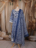 Royal Blue Floral Vine Thread Embroidered Design Cotton Anarkali Suit with Matching Dupatta