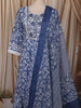 Royal Blue Floral Vine Thread Embroidered Design Cotton Anarkali Suit with Matching Dupatta
