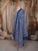 Royal Blue Floral Vine Thread Embroidered Design Cotton Anarkali Suit with Matching Dupatta