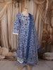 Royal Blue Floral Vine Thread Embroidered Design Cotton Anarkali Suit with Matching Dupatta
