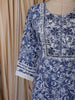 Royal Blue Floral Vine Thread Embroidered Design Cotton Anarkali Suit with Matching Dupatta