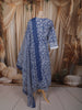 Royal Blue Floral Vine Thread Embroidered Design Cotton Anarkali Suit with Matching Dupatta