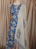 Royal Blue Floral Wine Printed Design Cotton Anarkali Salwar Suit with Dupatta