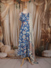 Royal Blue Floral Wine Printed Design Cotton Anarkali Salwar Suit with Dupatta