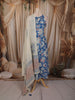 Royal Blue Floral Wine Printed Design Cotton Anarkali Salwar Suit with Dupatta