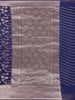 Royal Blue Floral Woven Banarasi Silk Saree With Zari Border