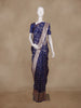 Royal Blue Floral Woven Banarasi Silk Saree With Zari Border