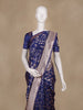 Royal Blue Floral Woven Banarasi Silk Saree With Zari Border
