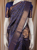 Royal Blue Floral Woven Design Pure Kanchipuram Silk Saree with Zari Border