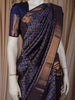 Royal Blue Floral Woven Design Pure Kanchipuram Silk Saree with Zari Border