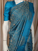 Royal Blue Floral Zari Woven Design Pure Kanchipuram Silk Saree with Butta Zari Border
