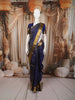 Royal Blue Floral Zari Woven Design Pure Kanchipuram Silk Saree with Matching Zari Border