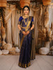 Royal Blue Floral Zari Woven Design Pure Kanchipuram Silk Saree with Matching Zari Border