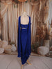 Royal Blue Geometric Mirror Embroidered Design Satin Indo-Western Palazzo Suit with Matching Choker Dupatta