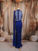 Royal Blue Gold Beads Embroidered Design Satin Ready to Wear Party Wear Saree with Designer Blouse