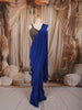 Royal Blue Heavy Antique Beads Embroidered Design Satin Ready to Wear Party Wear Saree with Designer Blouse