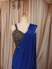 Royal Blue Heavy Antique Beads Embroidered Design Satin Ready to Wear Party Wear Saree with Designer Blouse