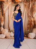 Royal Blue Heavy Antique Beads Embroidered Design Satin Ready to Wear Party Wear Saree with Designer Blouse