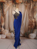 Royal Blue Heavy Antique Beads Embroidered Design Satin Ready to Wear Party Wear Saree with Designer Blouse