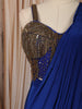 Royal Blue Heavy Antique Beads Embroidered Design Satin Ready to Wear Party Wear Saree with Designer Blouse