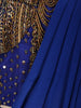 Royal Blue Heavy Antique Beads Embroidered Design Satin Ready to Wear Party Wear Saree with Designer Blouse