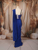 Royal Blue Heavy Antique Beads Embroidered Design Satin Ready to Wear Party Wear Saree with Designer Blouse