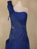 Royal Blue Heavy Beads Embellished Cascade Couture Design Net Party Wear Gown