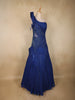 Royal Blue Heavy Beads Embellished Cascade Couture Design Net Party Wear Gown