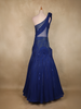 Royal Blue Heavy Beads Embellished Cascade Couture Design Net Party Wear Gown