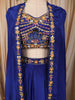 Royal Blue Heavy Beads Embroidered Design Satin Ready to Wear Saree with Long Over Coat