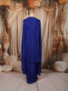 Royal Blue Heavy Beads Embroidered Design Satin Ready to Wear Saree with Long Over Coat