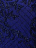 Royal Blue Heavy Kartana and Beads Embroidered Design Net Skirt and Top with Cape Sleeves