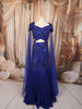 Royal Blue Heavy Sequins and Beads Embroidered Design Net Mermaid Bridal Lehenga with Designer Blouse and Cape Sleeves
