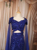Royal Blue Heavy Sequins and Beads Embroidered Design Net Mermaid Bridal Lehenga with Designer Blouse and Cape Sleeves