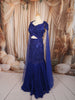 Royal Blue Heavy Sequins and Beads Embroidered Design Net Mermaid Bridal Lehenga with Designer Blouse and Cape Sleeves